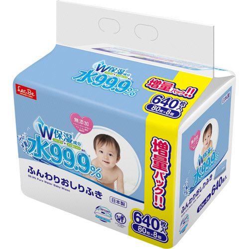 水９９．９％ふんわりおしりふきＷ　１セット（３８４０枚：６４０枚×６パック）