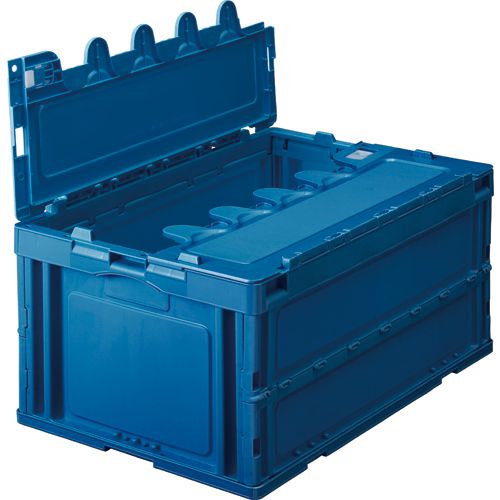 【送料無料】【個人宅届け不可】【法人（会社・企業）様限定】折りたたみコンテナ フタ付 75L ダークブルー 1セット(10台)の通販は 36,331円