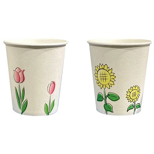 ペーパーカップ　ロースタッキング　チューリップ＆向日葵150ml　1セット(4000個:1000個×4パック)