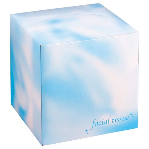 フェイシャルティッシュ　サイコロBOX　80組/箱　ブルー　1セット(50箱) 4,516円