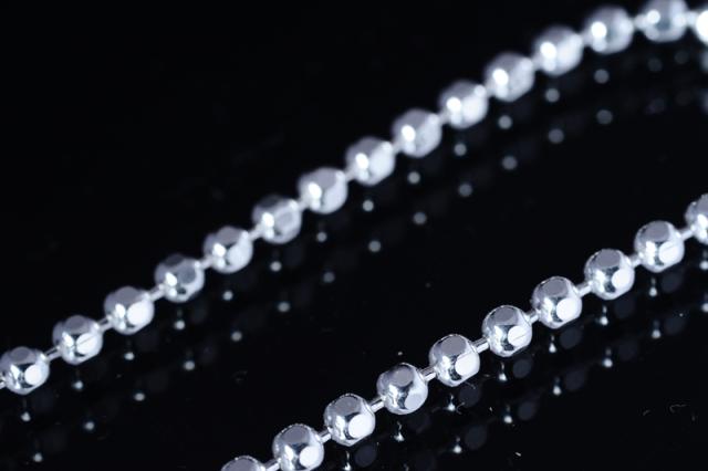 カットあり ボールチェーン シルバー925 シルバーチェーン ユニセックス キラキラ チェーンのみ (幅2mm)【長さ45cm】