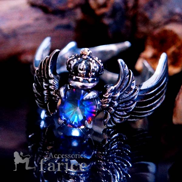 ミスティックトパーズ エンジェル フェザー 天使 羽 クラウン 王冠 フリーサイズ リング 指輪 5,405円