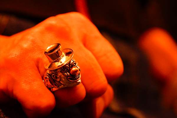 シルバーアクセサリー ピエロ 道化師 ツーフェイス タトゥー ゴールド レッドブラウン 指輪 メンズ リング_6