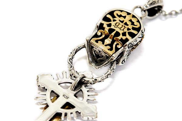 スカル マリア クロス 花 フラワー メキシカン 真鍮 ゴールド メンズ ペンダント ネックレスの通販は
