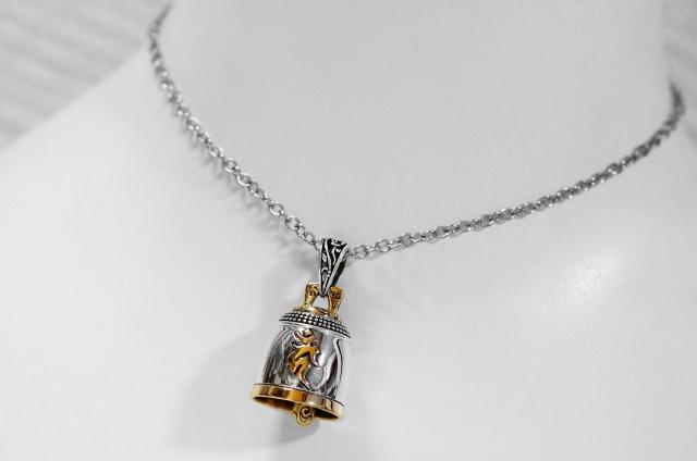 シルバーアクセサリー 不動明王 鐘 ベル 鈴 梵字 大仏 仏教 ブラス 
