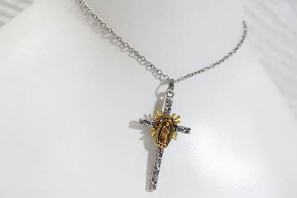 十字架 クロス 聖母マリア様 幾何学模様 クロスネックレス メンズ レディース silver925 ペンダント ネックレス_3