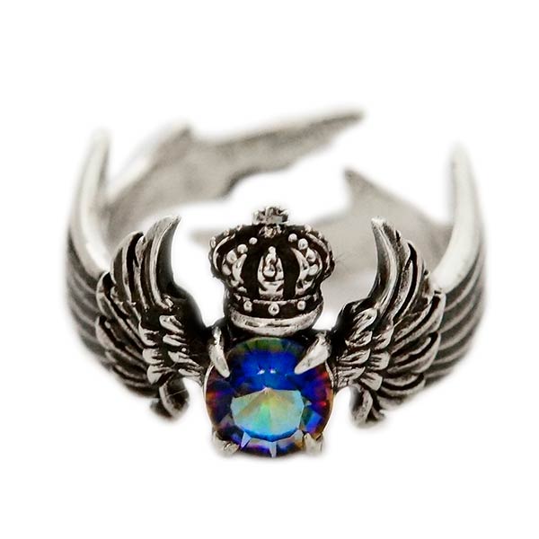 ミスティックトパーズ エンジェル フェザー 天使 羽 クラウン 王冠 シルバー925 メンズ レディース フリーサイズ リング 指輪の通販は 5,150円