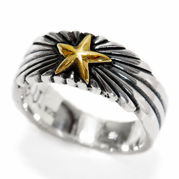 シルバー925 リング 五光星 スター サンシャイン 太陽の光 ブラス ゴールド メンズの通販は 5,210円