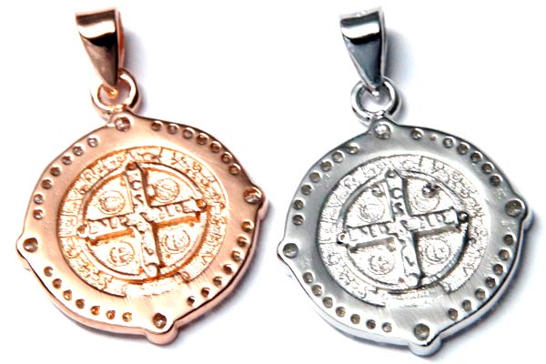 シルバー925 ペンダント ネックレス キリスト教 聖ベネディクトゥス クリアジルコニア 男女兼用 ピンクゴールド シルバー の通販はau Pay マーケット 東京アクセサリー