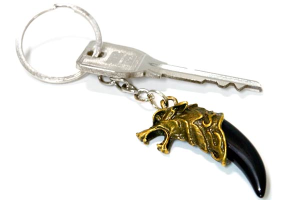 狼 ウルフ ブラック 黒 牙 鍵 キーホルダー キーリング