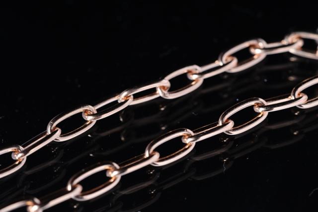 あずき(楕円) 長丸 シルバー925 チェーン ピンクゴールドカラー シルバーチェーン ネックレスチェーン 【 3.5mm幅 】