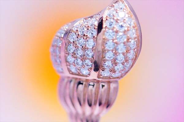 巻貝モチーフ クリアストーン・パヴェ装飾 ピンクゴールド仕上げ レディース ハワイアンジュエリー シルバー925 ネックレス