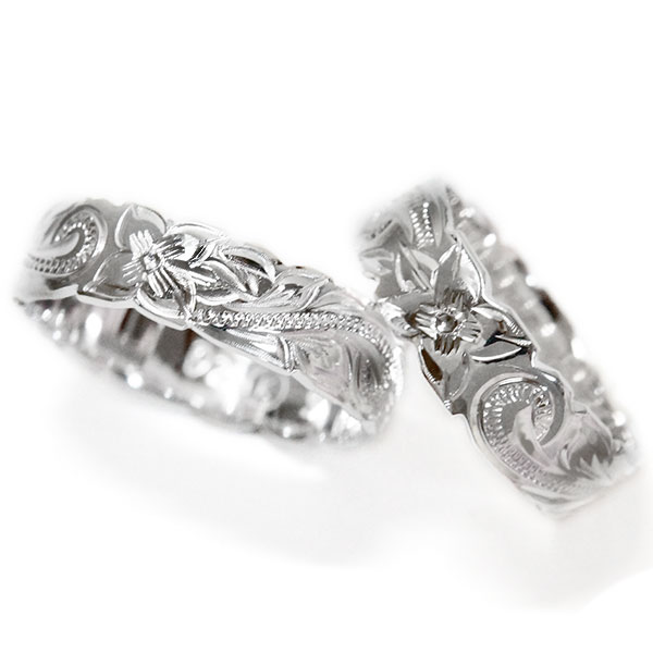 ハワイアンジュエリー ペアリング プルメリア 花 スクロール 波 カットアウト トロピカル シルバー925の通販は 5,130円