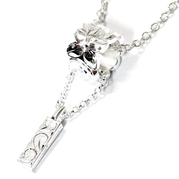 ハワイアンジュエリー ペンダント ネックレス プルメリア 花 波 ストレート バレル スティック メンズ シルバー925の通販はネックレス