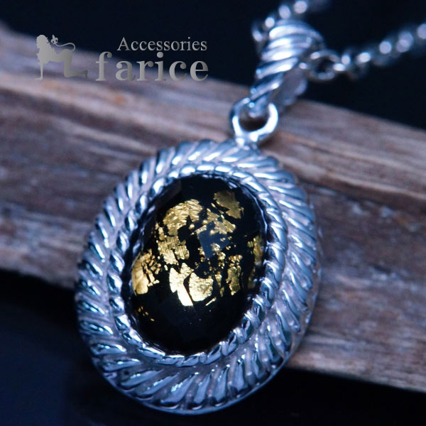 インディアンジュエリー 天然石 オニキスゴールドリーフ 金箔 メンズ  