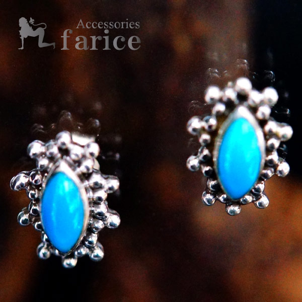 天然石 マーキスカボションカット ターコイズ フラワー 花 銀の玉装飾 インディアンジュエリー シルバー925 スタッドピアスの通販はau Pay マーケット アクセサリー通販 Farice