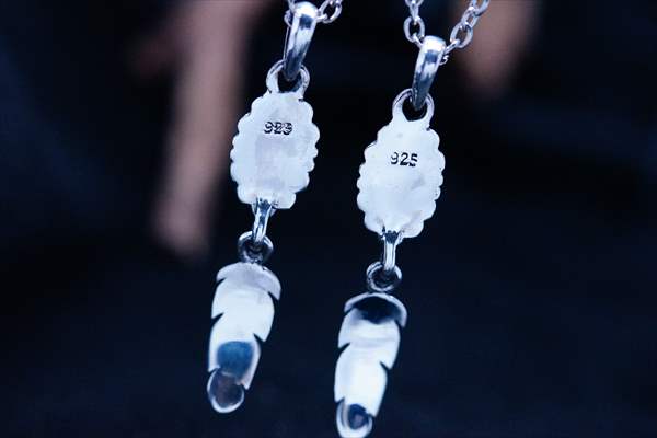 シェル装飾 フラワー&amp;フェザー(花&amp;羽)2連デザイン インディアンジュエリー シルバー925 ネックレス【ピンクorホワイト】_4
