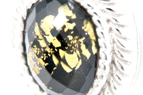 インディアンジュエリー ペンダント ネックレス 天然石 オニキス ゴールド 金箔 スパイラル 縄目 シルバー925_1