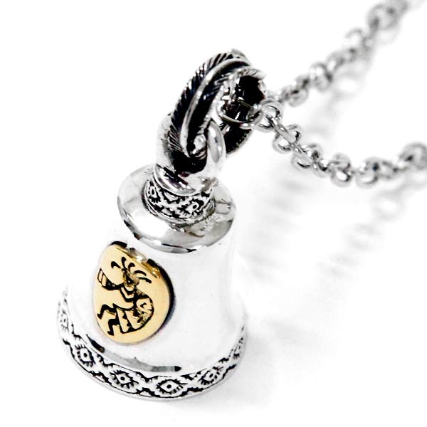 インディアンジュエリー ベル 鐘 ココペリ 精霊 フェザー 羽 メンズ シルバー925 ペンダント ネックレス