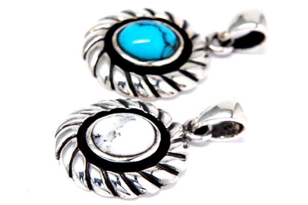 インディアンジュエリー ペンダント ネックレス 天然石 ロープ シルバー925 メンズ レディース 【ターコイズ/ハウライト】