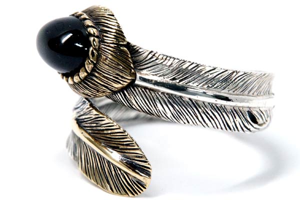 シルバーリング　ブラックスター石入り　インディアンジュエリー　オーダー品　USED