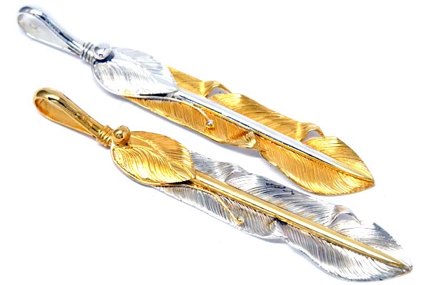 ハート金フェザー シルバー925 ネイティブ インディアンジュエリー ハート金フェザー シルバー925 ネイティブ インディアン