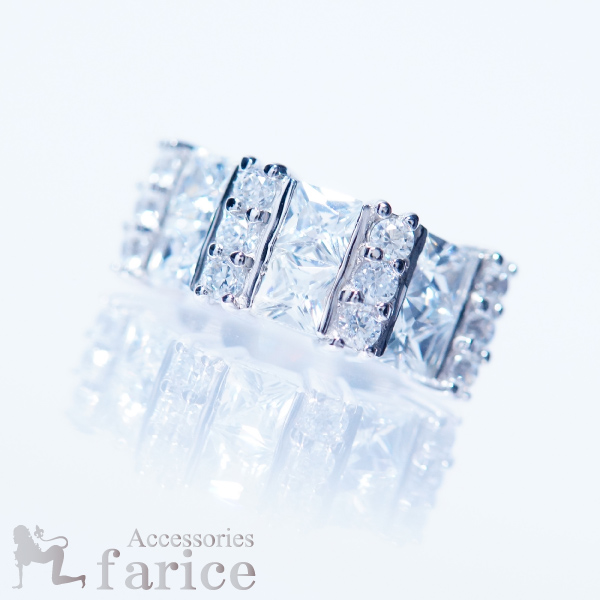 ２タイプカット クリアキュービックジルコニア装飾 透かし2フレームエレガントデザイン レディース シルバージュエリーリングの通販は 5,880円