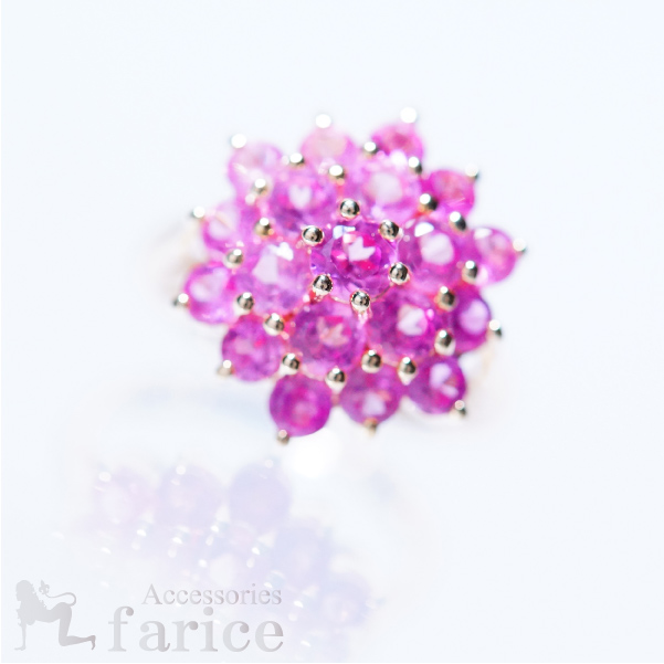 チェリーブロッサム桜色フラワーストーン イエローゴールドジュエリーリング【11号】の通販は 5,250円