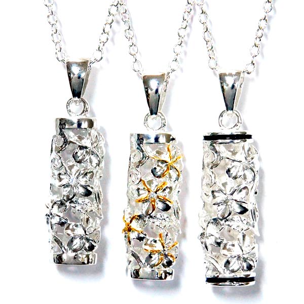 ハワイアンジュエリー ネックレス プルメリア チューブ 筒型 Cz シルバー925 ブラックライン シルバー イエローゴールド の通販はau Pay マーケット 東京アクセサリー