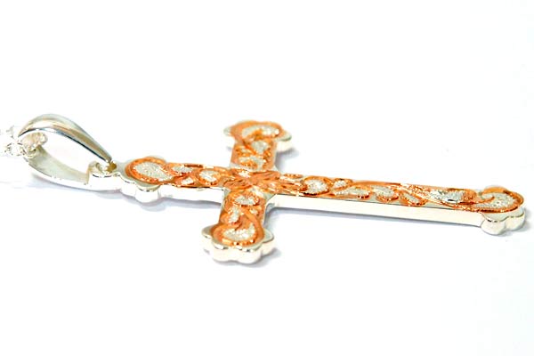 ハワイアンジュエリー ペンダント ネックレス クロス 十字架 プルメリア 花 カレイキニ 波 ピンクゴールド シルバー925_1