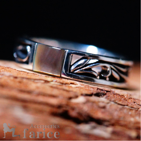 アワビ貝 アラベスク シンプル シルバー925 リングの通販は指輪・リング