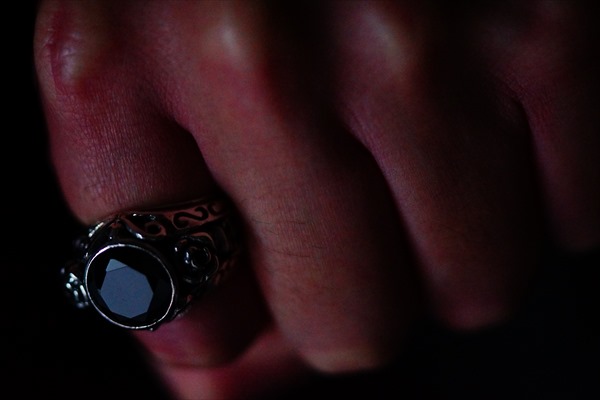 さくら色 ローズ スカル 野ざらし ブラックジルコニア しろがね色925 輪っか