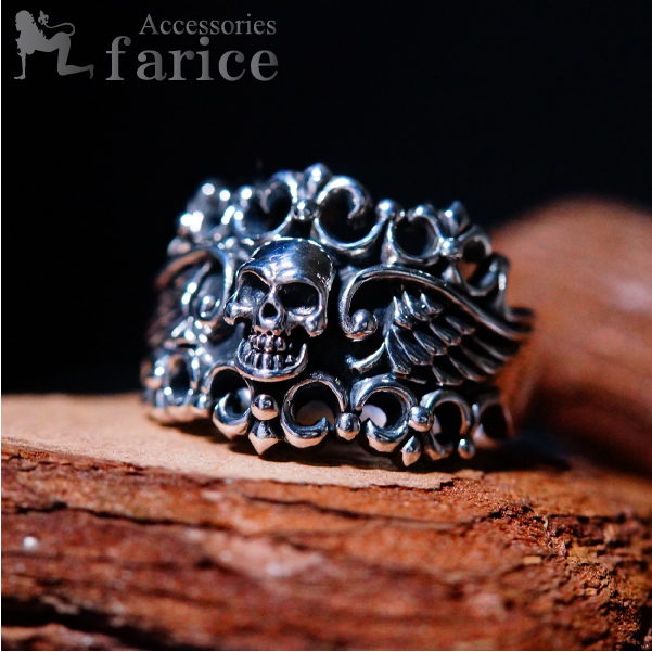 ❧ハワイアンアクセサリー№473❧ （スカル 髑髏 百合の花 フェザー  