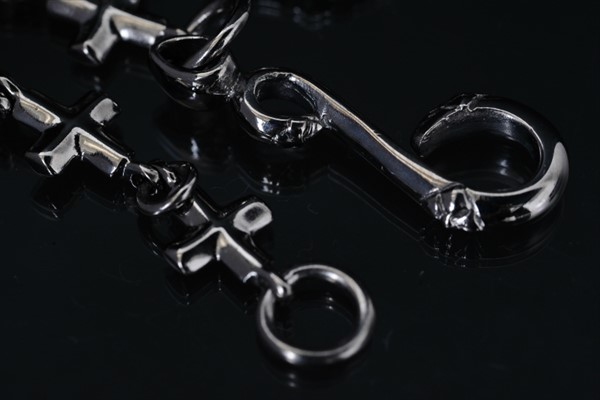 ブラックロジウム クロス 十字架 シルバー925 ウォレットチェーンの