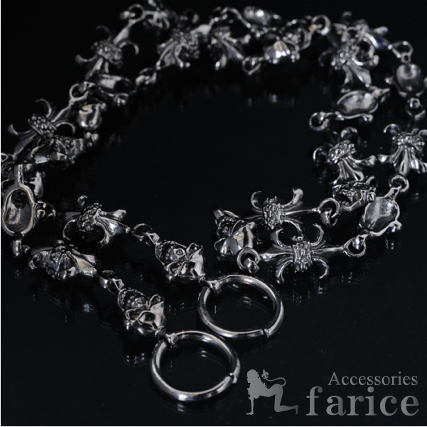 ブラックロジウム スカル 髑髏 百合の花の紋章 シルバー925 ウォレットチェーンの通販は 30,193円