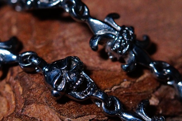 ブラックロジウム スカル 髑髏 百合の花の紋章 シルバー925 ウォレット