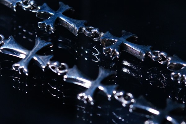 ブラックロジウム クロス 十字架 百合の花 シルバー925 ウォレットチェーン ブラックロジウム クロス 十字架 百合の花 シルバー925 ウォレット