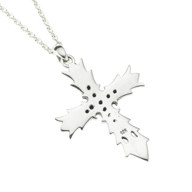 石輝 クロス シルバー925 ネックレス オニキス メンズ 十字架 袋