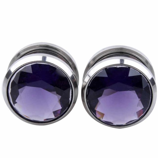 ジルコニア ホール系 ボディピアス パープルジュエル トンネル ボディーピアス 紫色 ラインストーン 6g 6ゲージ 4g 4ゲージ 2ゲージ 2gの通販はau Pay マーケット ボディピアス専門店グリーンピアッシング