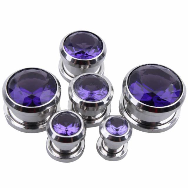 ジルコニア ホール系 ボディピアス パープルジュエル トンネル ボディーピアス 紫色 ラインストーン 6g 6ゲージ 4g 4ゲージ 2ゲージ 2gの通販はau Pay マーケット ボディピアス専門店グリーンピアッシング