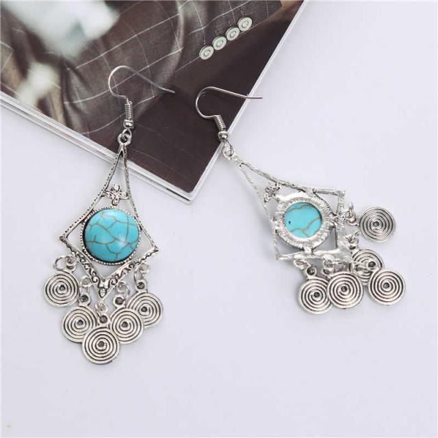 インディアンジュエリー★ピアス アメリカ購入 ターコイズトルコ石 シルバー銀 ターコイズ シルバー 花 ピアス インディアンジュエリー トルコ