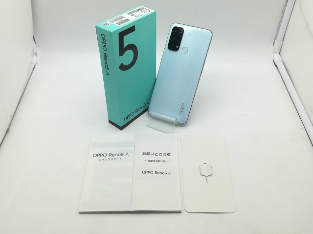 新品 OPPO Reno5 A ワイモバ版 SIMロック解除 アイスブルー 中古】Oppo