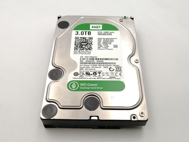 【中古】W.D. WD30EZRX WD Green 3TB/IntelliPower/64MB/6Gbps【ECセンター】保証期間１週間