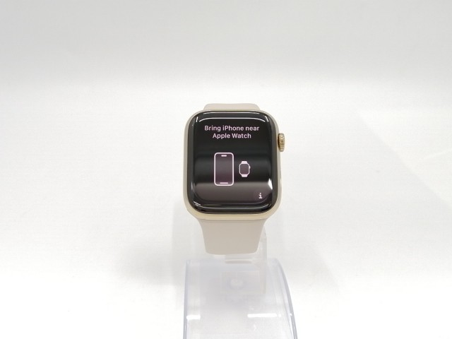 【中古】Apple Apple Watch Series8 45mm Cellular ゴールドステンレススチールケース/スターライトスポーツバンド MNKM3J/A【ECセンター