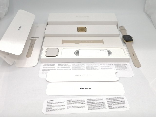 【中古】Apple Apple Watch Series8 45mm Cellular ゴールドステンレススチールケース/スターライトスポーツバンド MNKM3J/A【ECセンター