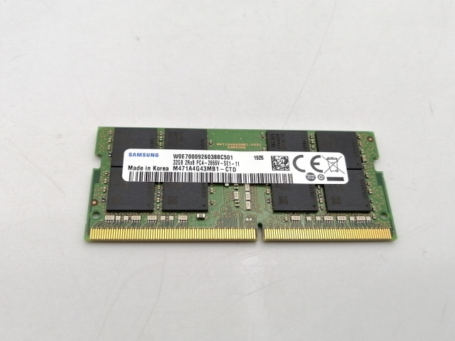 【中古】260PIN 32GB DDR4-2666(PC4-21300) SODIMM【ノートPC用】【ECセンター】保証期間１週間