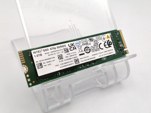 【中古】Intel Intel SSD 670p(SSDPEKNU010TZX1) 1TB/M.2 2280(PCIe3.0 NVMe)/QLC 【ECセンター】保証期間１週間