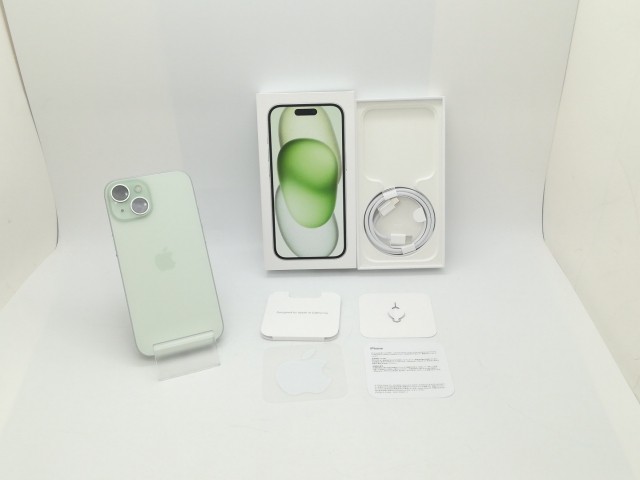 【中古】Apple SoftBank 【SIMフリー】 iPhone 15 128GB グリーン MTMM3J/A【静岡】保証期間１ヶ月【ランクA】