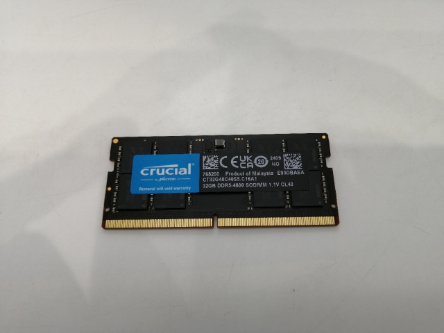 【中古】262PIN SODIMM 32GB DDR5-4800(PC5-38400)【ノートPC用】【浜松駅前】保証期間１週間