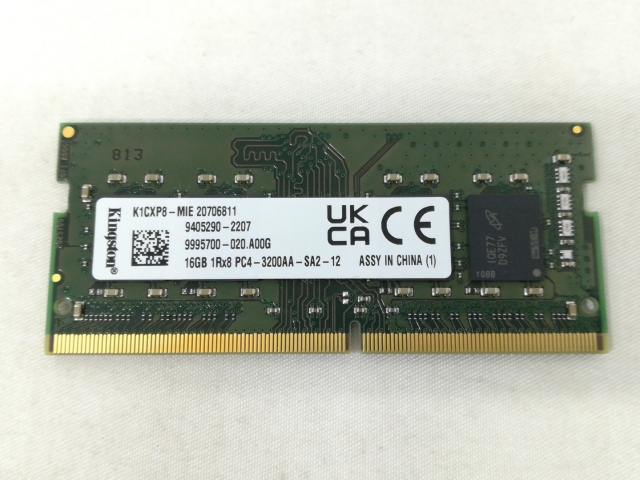 【中古】260PIN 16GB DDR4-3200(PC4-25600) SODIMM 【ノートPC用】【大阪本店】保証期間１週間